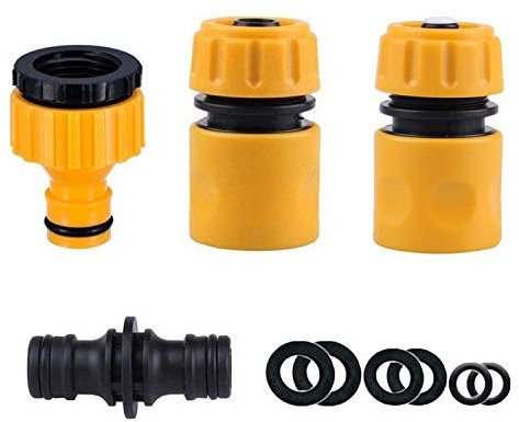 Topways® Garden Hose Connector Set, Including Hose End Quick Connector, Hose Waterstop Connector, 2in1 Threaded Tap Connector, Double Male Snap Connector, Spares Kit
