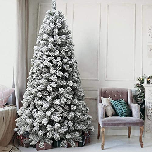 BAKAJI Weihnachtsbaum Royal Super Dicker Kiefer Grün Schnee Basis Kreuz Eisen Faltbar Hohe Qualität Zweige mit Schnee Einfache Montage Öffnung Regenschirm (240cm)