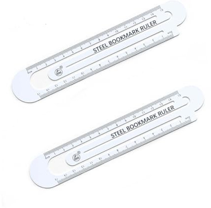 Multifunktionales Lesezeichen aus Metall und 15 cm Lineal, gerades Lineal, Messwerkzeug, klassisches Schwarz und Weiß, 2 Stück (Weiß)