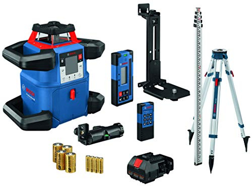 BOSCH GRL4000-80CHVK-S REVOLVE 18V Connected Self-Leveling Horizontal/Vertical Rotary Laser Kit, Includes Tripod, Grade Rod, Receiver, Battery Adapter, 4 D Batteries, Carrying Case, & Accessories