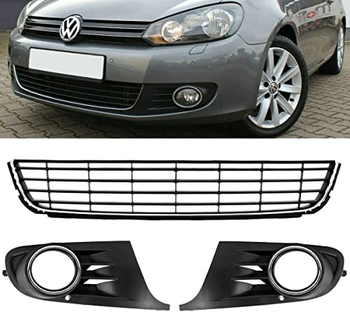 DM Autoteile Set Stoßstangengitter vorne mitte rechts Schwarz Chorm für Golf 6 VI Bj 08-12