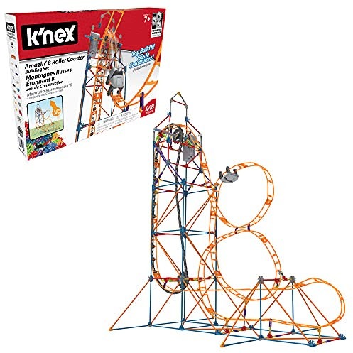K'NEX 80216 Amazin' 8 Achterbahn-Baukasten, buntes Konstruktionsspielzeug für Jungen und Mädchen, Achterbahnspielzeug für Kinder, 448-teiliger Baukasten ab 7 Jahren