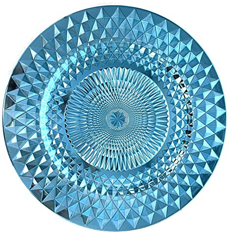 allgala Charger Plates, 13-Inch 12-Pack Heavy Duty Plastic Diamond Pattern Sparkling Wedding Charger Plates-Light Blue-HD80410