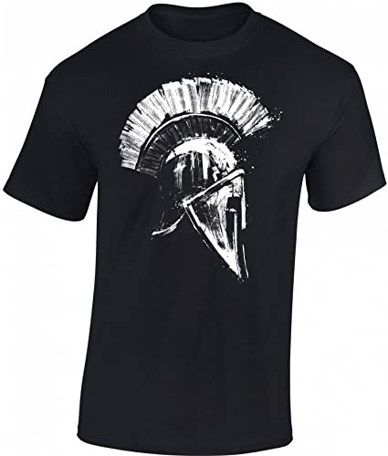 Baddery Herren T-Shirt - „Spartaner“ | Sparta Krieger Motiv - Baumwollshirt Männer Freizeitshirt Streetwear