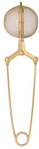 U-K Infuseur à thé doré en Acier Inoxydable Maille sphérique passoire à thé café Vanille Filtre à épices diffuseur poignée Boule de thé Sachet de thé Assorti Practical and Fashion