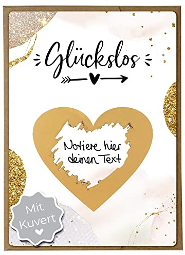 Joli Coon Luxus Rubbellos selber machen mit Kuvert, Gutschein | 350g Designerpapier, fühlbare UV-Lack-Veredelung, Natur-Steckkuvert mit Herz, für Gutscheine und gemeinsame Erlebnisse