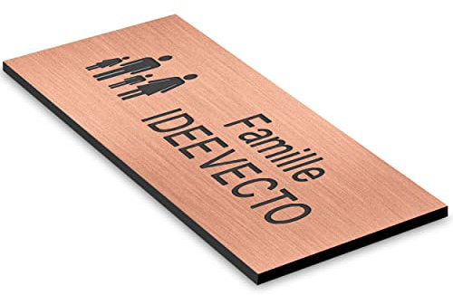 Plaque boite aux lettres personnalisable format FAMILIAL aspect CUIVRE BROSSÉ dimension 80 x 35 mm différents coloris - Plastique PVC Acrylique - résistant aux intempéries et aux UV - autocollante adh