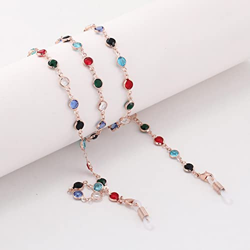 Brillenkette Perlenkette Für Sonnenbrillen Schlüsselband Damen Mode Brillenketten Halshalter Brillen Zubehör Seil Geschenk Bunt-Roségold