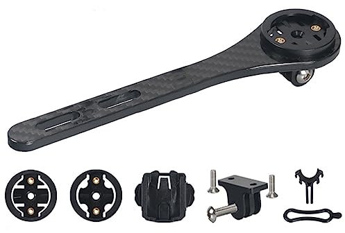 3 in 1 Carbon Fiber Bike Computer Mount & Camera Bracket & Light Frame, Bicycle Computer Integrated Handlebar Stem Mount Out-Front Bike Mount for Garmin for Bryton Series