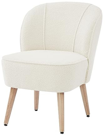 BAITA Sillón Tivoli en Tejido buclette Blanco con Base de Madera
