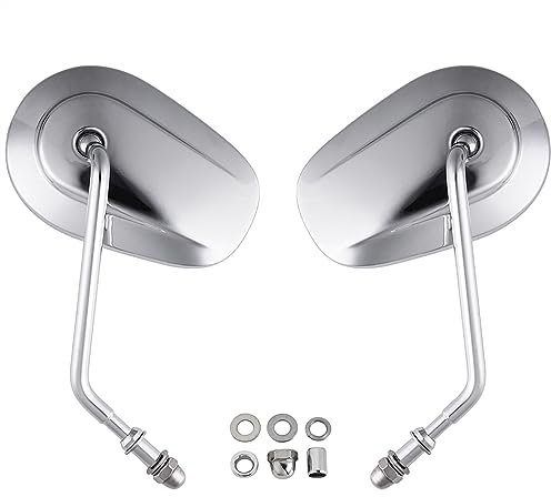 BIVOO Motorradspiegel 8MM Spiegel Für Dyna Für Sportster Für 883 Für Straße Für Glide Für Softail Motorrad Rückspiegel Chrom/matt Schwarz Links Rechts Lenkerendenspiegel (Farbe : Chrom)