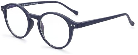 ZENOTTIC Blaulichtfilter Brille,Lesebrille Herren und Damen Leicht Rund Rahmen Retro Brillen Blau 0 x