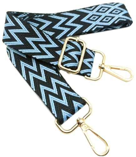 Keriocusi Verstellbarer Schultergurt Tasche Blau, Taschengurte zum Wechseln, Taschengurt Breit mit Karabiner Gold, 80-130 cm Tragegurt Tasche für Damen Schulterriemen, Moderne Handtasche, 3.8cm, 712