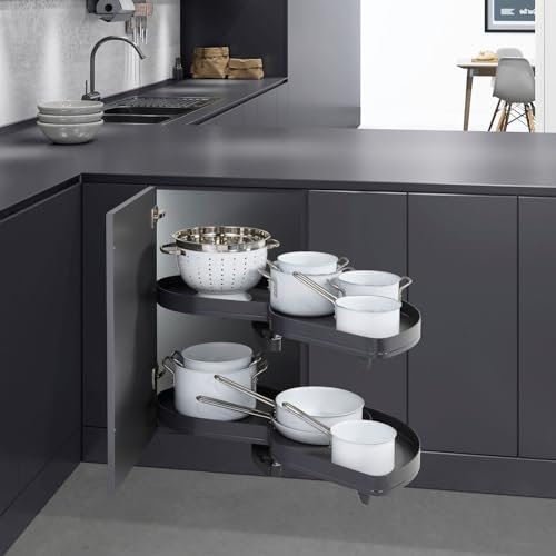 SOTECH Lemans II Arena Pure anthrazit rechts ausschwenkend für Eckschrank mit 60 cm Türbreite und Lichter Schrankhöhe von 650-800 mm Kesseböhmer Eckschrankauszüge Schwenkauszug