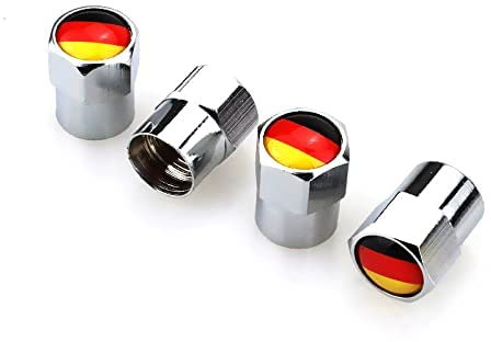 JAMCHE 4 Stück Metall Ventilkappen, Reifen Ventilkappen für Cars Trucks Motorcycles SUVs and Bikes Ventilkappen mit Dichtung für stabilen Reifendruck, Autoventil Kappe,1