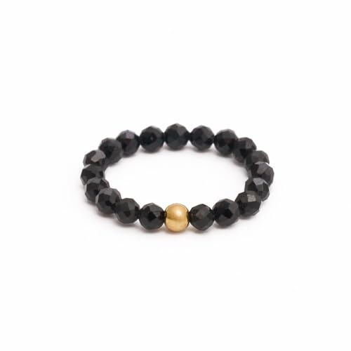 BERGERLIN Naturstein Fidget Ring Damen Herren, Anti Stress, Goldperle | Anti Stress Ring Damen & Herren: Edelstein Ring, facettierte Natursteine & Goldperle – vom deutschen Prüflabor bestätigt.