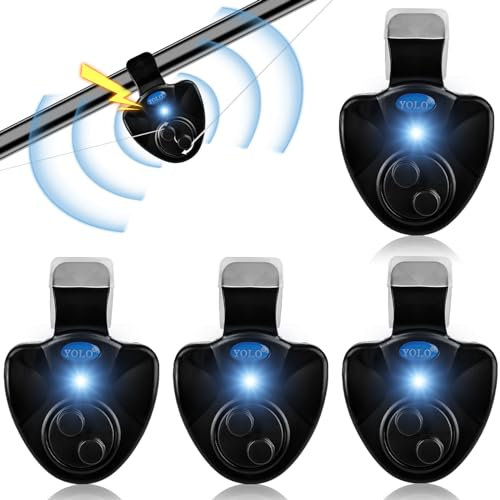 Bissanzeiger Angeln 4 Stück, Elektronische Bissanzeiger Angeln, Swinger Bissanzeiger mit LED Leuchtanzeiger Empfindsame Vibration auf der Rute Angelsummer Ausrüstung von Fischer Fischerei Gerät