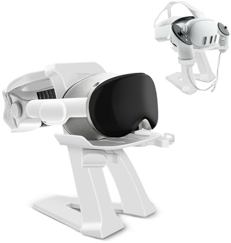 VR Stand Accessories Compatible with Vision Pro/RiftS/Quest2/Quest3/Pico3/Pico4/PSVR 2/Valve Index VR Headset and Touch Controllers - Universal VR Headset Display Dock - Stable Install Easy (Grey)