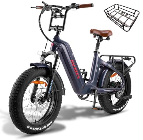 Fafrees F20 Master ebike 48V 22.5Ah Akku, Carbonfaserrahmen Elektrofahrräder 20 * 4.0 Zoll, e Bike Herren Damen 60N.m Motor, Pedelec Lagergewicht 150KG (Buntes Grau)