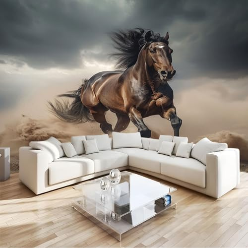 Fotomural animal caballo marrón Fotomural Pared, 250x175 cm Papel Pintado 3D, Fotomurales Decoración de Comedores Moderna Lana Sala Cuarto Salón