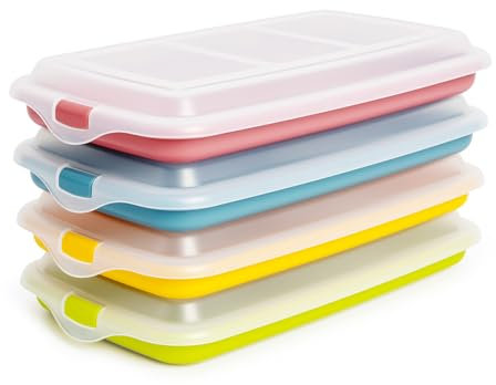 PracticDomus Wurst- und Lebensmittelhalter Deli System, optimale Aufbewahrung von Scheiben im Kühlschrank, Maße 24,8 x 14,4 x 3,3 cm (4 x Sortiment), 4X Surtido