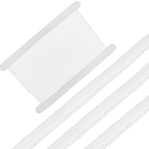 GORGECRAFT Cinta Elástica de Silicona de 10 Yarda*15mm Banda Elástica de Agarre de Silicona Antideslizante con Correa de Costura de Goma de 5 mm Cinturón para Manualidades Ropa Interior Blanco