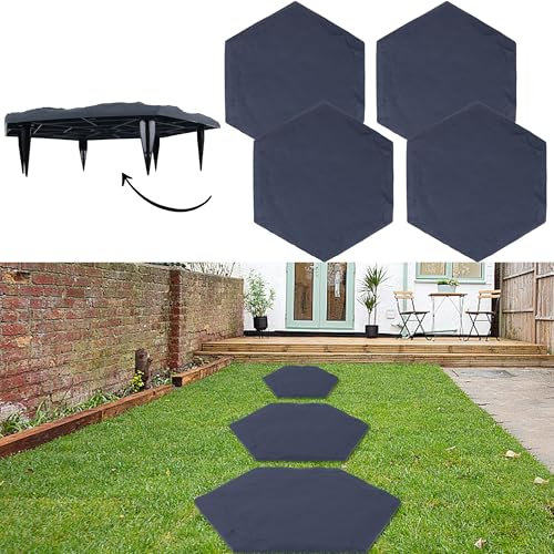 Große Trittsteine für den Außenbereich, Garten, Gehweg, robuste Kunststoff-Pflastersteine für Terrasse, Weg und Landschaftsbau, wetterfeste Trittsteine mit Erdspießen für einfache Installation, 4