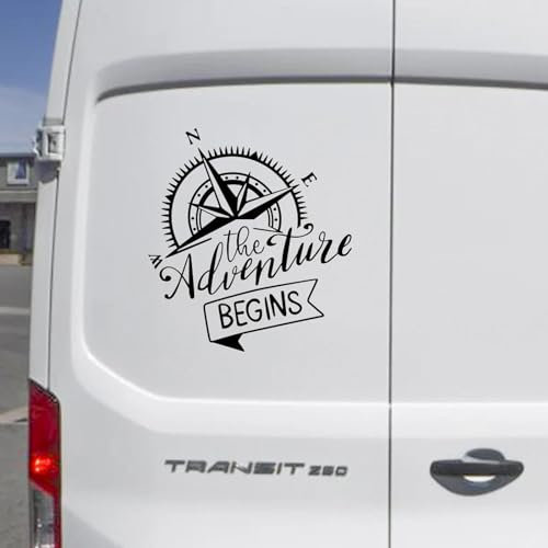 LYABYT Auto Kompass Abenteuer beginnt Aufkleber Auto Tuning Zubehör, für Wohnmobil SUV Wohnmobil Dekoration Wohnwagen Wohnmobil Dekor Aufkleber