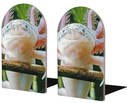 Axolotl, 2er Set Buchstützen Bücherregal Lustiger Holz Buchstopper Buchstützen Buchhalter und Ständer