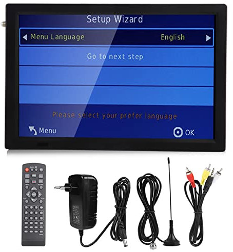 TV Digital Portátil de 14 Pulgadas, TV Digital 1080P con Antena Puerto USB y Ranura para Tarjeta MMC Batería de 1800 MAh, Admite Varios Formatos de Video