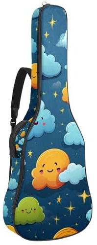 Schöne Tasche für Akustikgitarre mit mehreren Taschen, wasserdichte Gigbag für 40/41/42 Zoll Gitarre, bunte Wolken, mehrfarbig, 42.9x16.9x4.7 in, Gitarrentasche