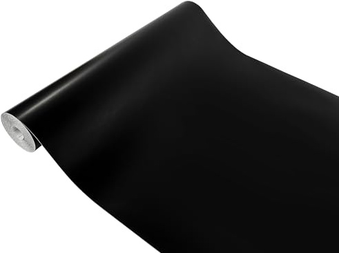 DecoMeister Klebefolie Möbel 90x490 cm | Möbelfolie selbstklebend matt oder glänzend | Einfarbig Klebefolie für Möbel - einfache Anwendung, ideal für die Renovierung von Küche oder Bad | Schwarz Matt