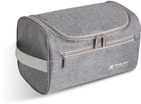 Fyriswho Trousse de Toilette Voyage pour Homme,étanche Kit de Rasage Cosmétique,Trousse de Maquillage Portable de Voyage,Imperméable Sac Cosmétique pour Voyage Gym Business et Vacanc (Gris)