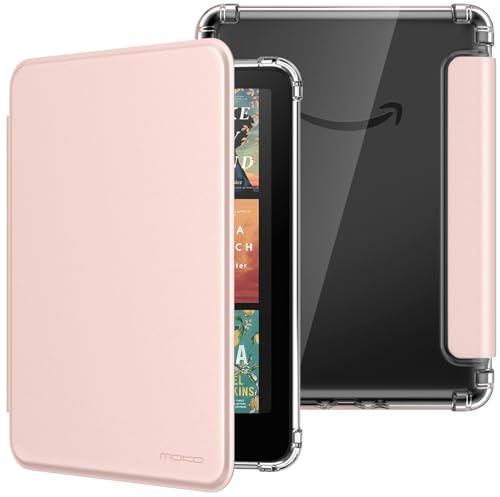 Moko Hülle für 7 Kindle Paperwhite 12.Generation & Colorsoft, Roságold | Ultraklar Weich Transparent Rückseite Leicht Schutzhülle mit Auto Schlaf/Aufwach