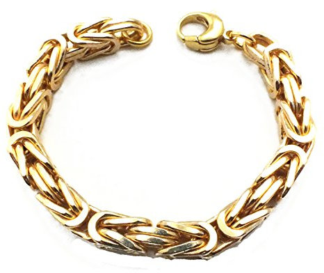 Tendenzalia Bizantiner Königsarmband quadratisch original italienische Kette 18kt Gold doublé 8mm breit Länge 23cm