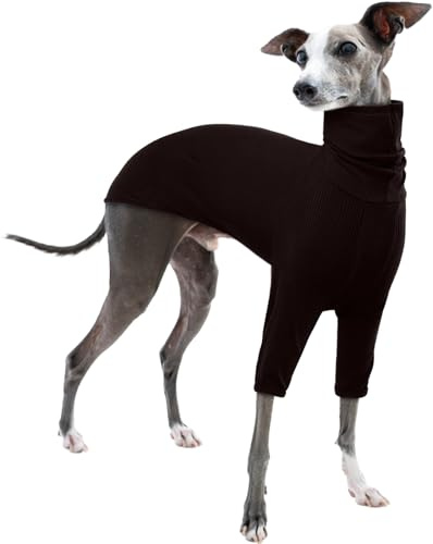 Rollkragenpullover Windhund, Warme Windhund Winter Kleidung Pullover Lurchers Jacke Hundepullover Mittelgroße Hunde Dog Sweatshirt(Braun, M)