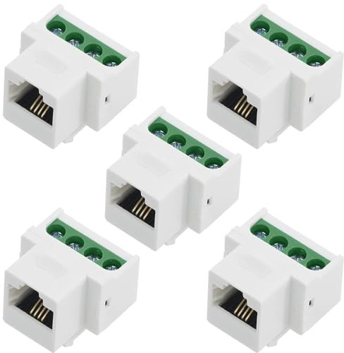 PENGLIN 5 adattatori di prolunga RJ11, modulo telefonico CAT3, RJ11, 6P4C, connettore a vite a 4 pin