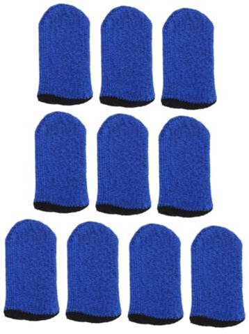 UKCOCO 10 Stück Blaue Nylon Fingerschutzhüllen Rutschfest Elastisch Anti Schweiß Daumen Touchscreen Fingerschutz für Gaming und Mobile Geräte