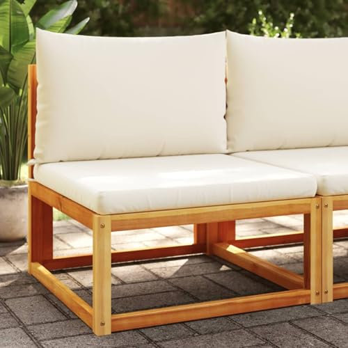 Gecheer Gartensessel ohne Armlehnen, Gartenstuhl mit Kissen, Loungesessel für Garten Terrasse, Relaxsessel Stuhl Sessel Holzstuhl, Massivholz Akazie