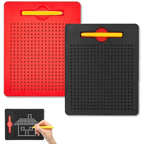 Magnetische Zeichenbretter, 2 Stück Magnet Spiel mit Kugeln und magnetischem Stift, Magnetisches Zeichenbrett für Kinder, Pädagogisches Zeichentablett, für Kinder Schul Familie