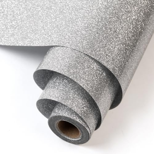 Glitzer Plotterfolie Textil - Heat Transfer Vinyl Transferfolie Plotter Flexfolie (Glitzer Silber grau)