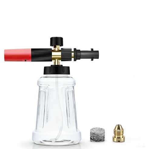 Foam Cannon Compatible with 1/4 Quick Release Pressure Washer, Snow Foam Lance with Adjustable Nozzle and Connector, Snow Foam Bottle for Karcher K Series K2 K3 K4 K5 K6 K7 Pressure Washer