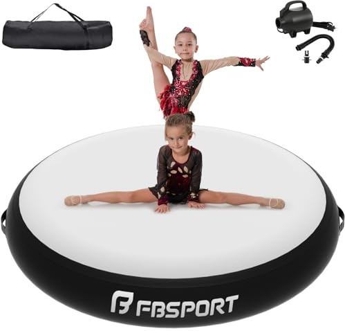 FBSPORT Airspot, 20CM Höhe Airtrack Matte, Durchmesser 100CM Aufblasbare Tumbling Matte, Trainingsmatte mit Pumpe, Aufblasbare Gymnastikmatte, Turnmatte