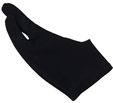 TOGEVAL Artist's Drawing Glove Two Finger Sketch Curved Gloves Anti-Sweat Spandex for Tablet Art and Sketching