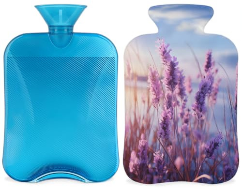 Borsa dell'acqua calda con copertura, 2 l, per alleviare il dolore, collo morbido e spalle, mani e piedi, impacco caldo e freddo, per adulti e bambini