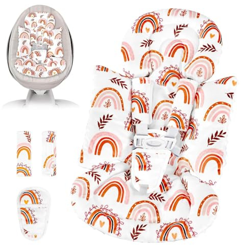 GFU-Sitzerhöhung für Babyschalen mit 3 Gurtbezügen, 3-in-1-Wende-Kopfstütze für Babyschalen für Neugeborene, weiches 3D-Sitzkissen für Frühchen bis Kleinkinder, Kinderwagen, Schaukel, Babywippe