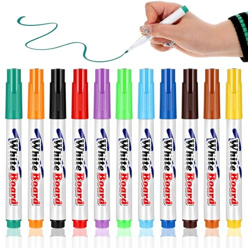 Wanmu 12 Stück Farben Whiteboard Stifte Dünn mit ultrafeiner Spitze, Abwischbar Stifte Whiteboard Marker für Tafel abwischbar, Kritzelei-Zeichnen, Notiztafel, Trocken Abwischbare mit Geringem Geruch
