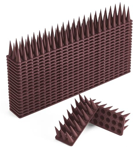 CIIC Pinchos Antipalomas 5.7 Metros, Repelente Palomas Plástico, 20Pcs Pinchos Anti Palomas Anti Gatos, Ahuyentador Pájaros Control para Balcon Terraza Ventana Cercas - Marrón