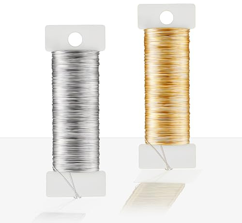 WENXINWIN Basteldraht Dünn 0,3mm x 100m Schmuckdraht in Silber & Gold | Basteldraht für Schmuck & Floristik, oxidbeständig, flexibel biegsam. Glatte hautfreundliche Oberfläche für alle DIY-Deko
