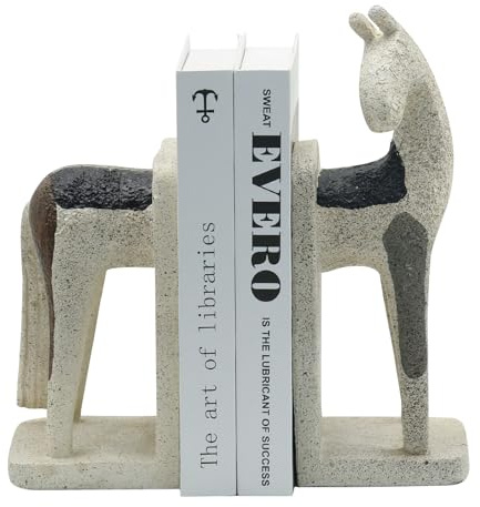 JoResona Buchstützen mit abstraktem Pferd, kreative Buchstützen, strapazierfähig, rutschfest, minimalistischer Stil, Ornamente für Wohnzimmer, Büro, Zuhause, Regale, Dekoration, Buchliebhaber-Geschenk